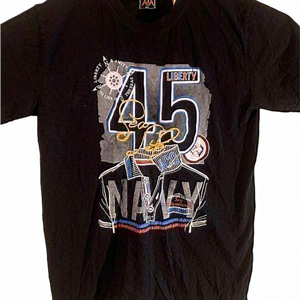 Vintage Medium Navy Sea Life Embroidered Shirt liberty and amity‎ men’s